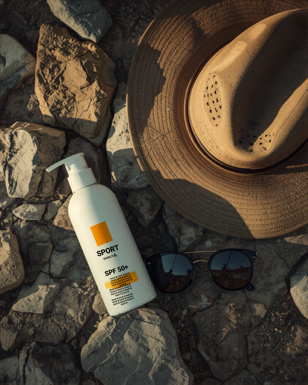 Sunscreen, hat, and sunglasses for sun protection while hiking — essential for any trail