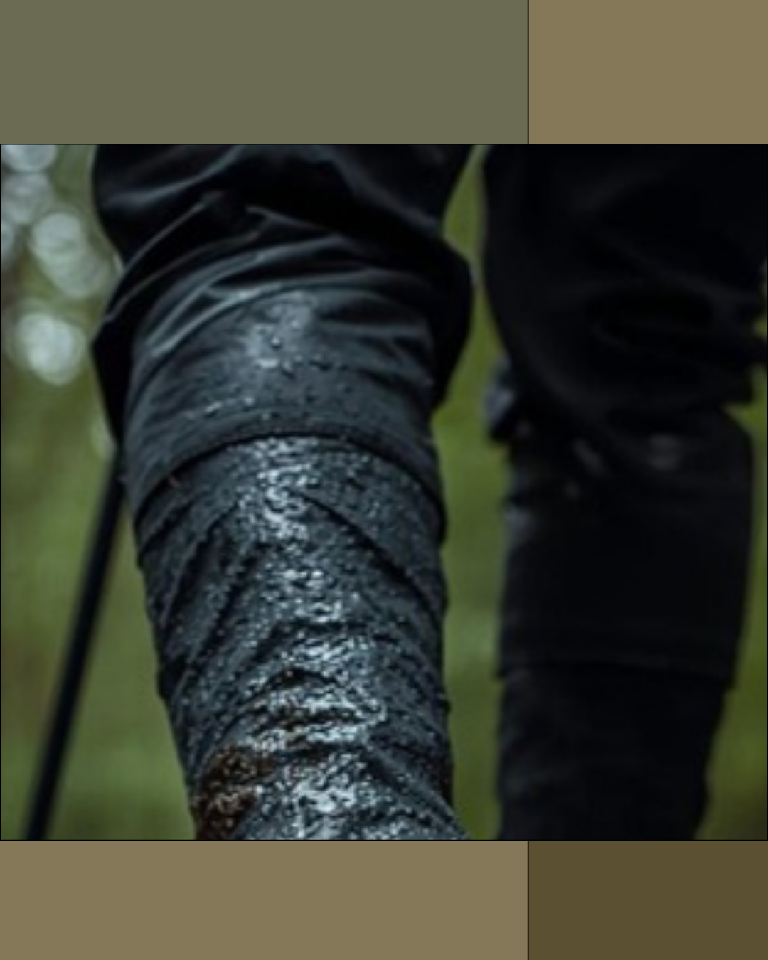 Hiker wearing low-cut trail gaiters over hiking shoes — keeps rocks and mud out on rugged terrain