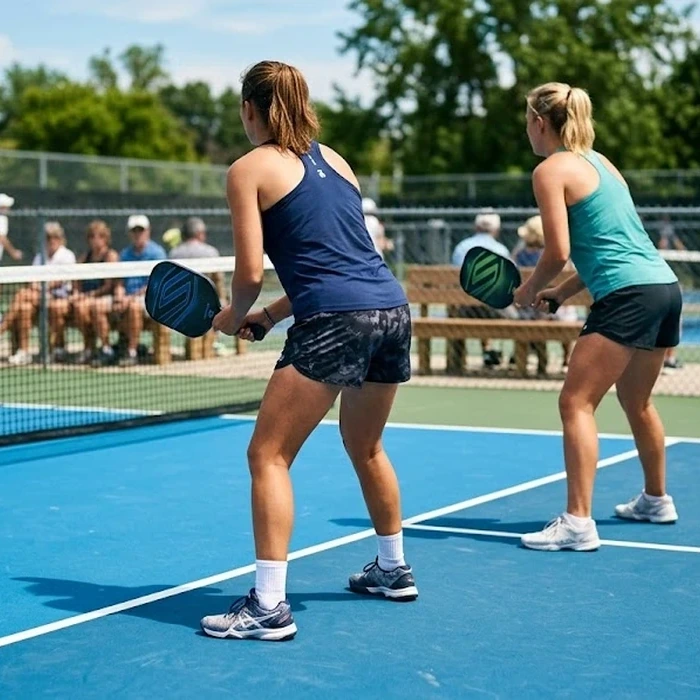 pickleball court positioning kitchen line
