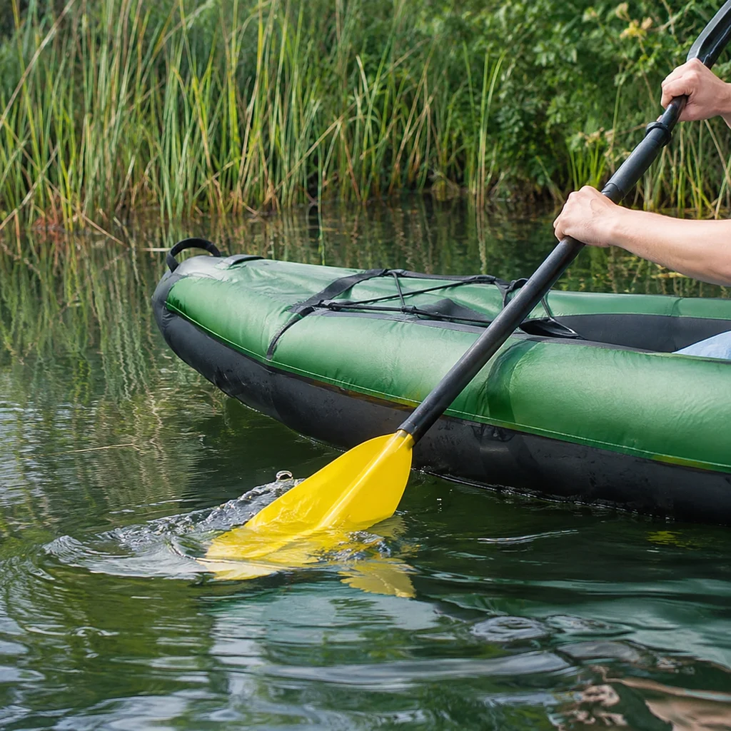 Are inflatable kayaks safe: a wide stable hull on calm flat water