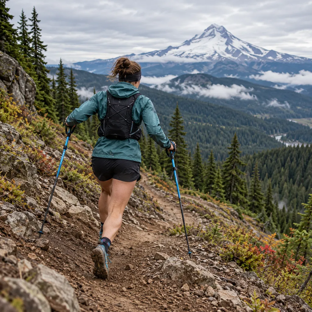 Black Diamond Distance Carbon FLZ poles on an Oregon Cascades descent