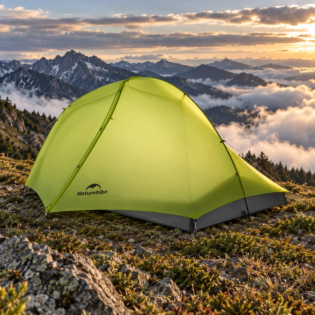 Naturehike Star Trail ultralight tent on an Olympic Mountains ridge above the clouds