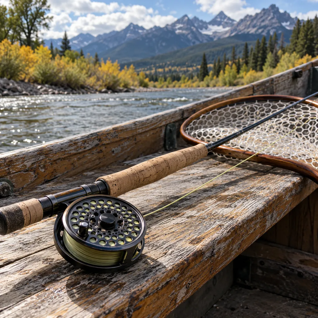 Best fly rods for beginners: rod and reel on a drift boat seat