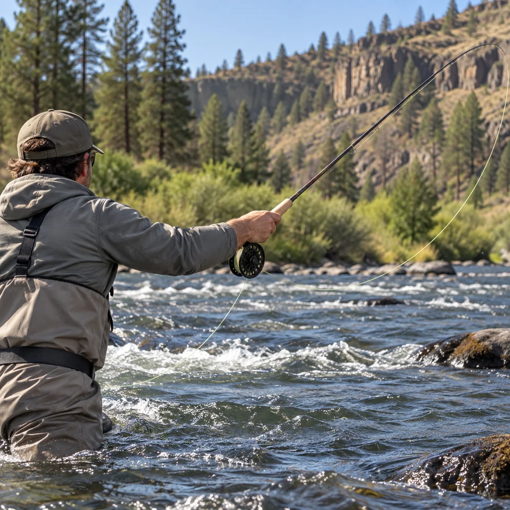 Redington Path fly rod fishing a riffle on the Deschutes River in Oregon