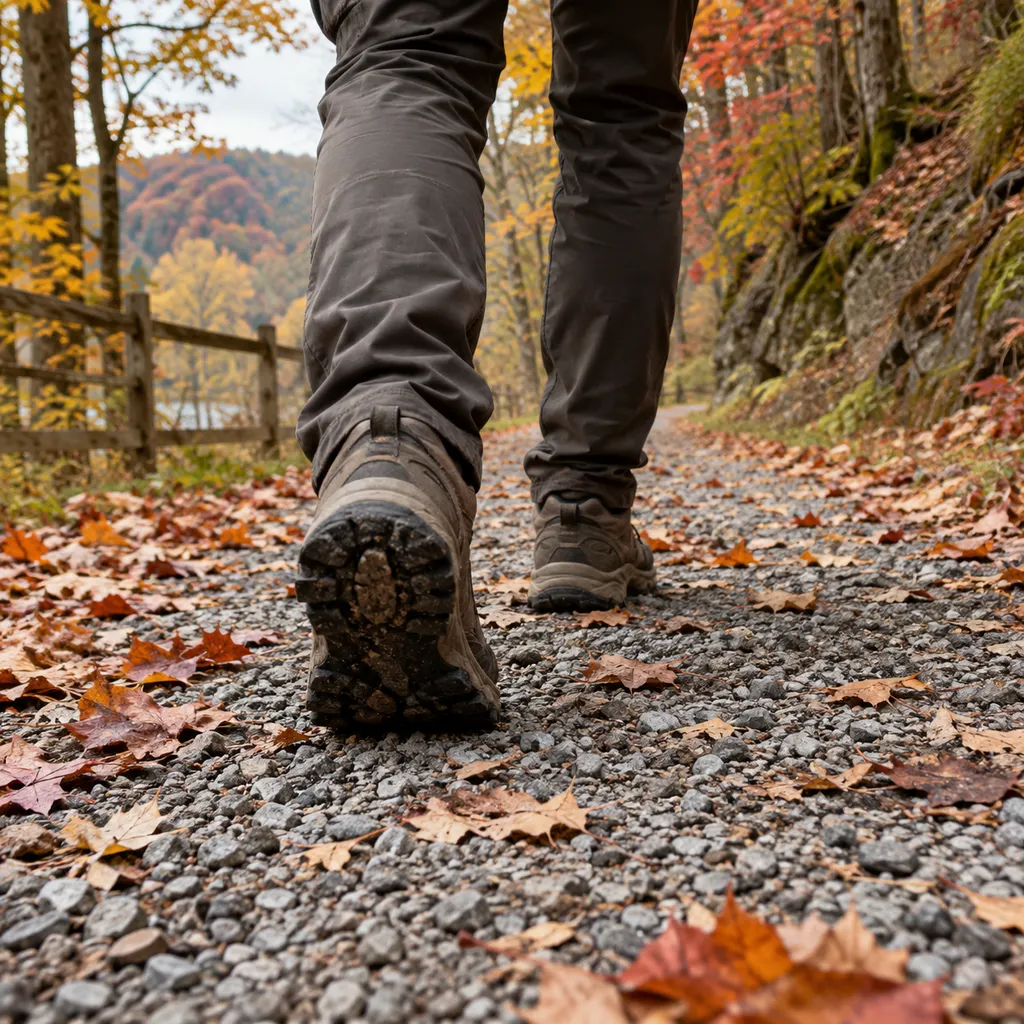Best rucking shoes on a gravel rail trail in Pennsylvania under a loaded pack